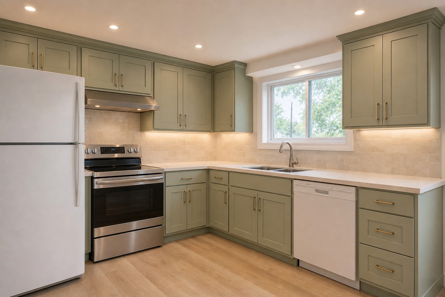 AI-rendered Luxury Remodel of the same kitchen